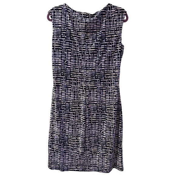 NWT Chaps Navy Blue White Sleeveless Knit Gathered Waist Dress Sz XL Career - Picture 3 of 8